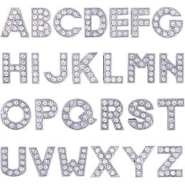 SUNNYCLUE 1 Box 52Pcs Rhinestone Slide Beads Alphabet Letter Beads Rhinestones Letter Charms Shiny A-Z Alphabet Letter Charms Slider Charms Spacer Loose Beads for Jewelry Making DIY Craft Supplies