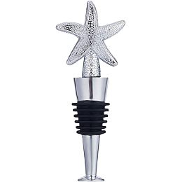 GORGECRAFT Wine Stoppers Reusable Starfish Silicone Wine Bottle Stopper Wine Toppers with Alloy Finding Accessories DIY Funny Gift for Winebottle Housewarming Holiday Christmas Halloween Wedding