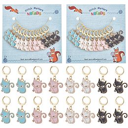 NBEADS 24 Pcs Fox Stitch Markers, Alloy Enamel Crochet Stitch Marker Charms 304 Stainless Steel Clasp Locking Stitch Marker for Knitting Weaving Sewing Jewelry Making