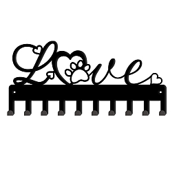 SUPERDANT Love Metal Key Holder 10 Hooks Black Iron Wall Mounted Hooks for Towel Bag Clothes Key Hanging Wall Decoration 11.5x25cm