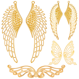 SUNNYCLUE DIY Bridal Hair Accessories Making Finding Kit, Including Iron Big Pendants & Cabochons, Wing & Butterfly, Golden, 58Pcs/box