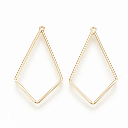 Honeyhandy Brass Pendants, Quadrangle, Nickel Free, Real 18K Gold Plated, 28.5x15.5x1mm, Hole: 0.5mm