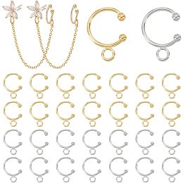 UNICRAFTALE 40Pcs 2 Colors DIY Ear Cuff Brass Earring Cuffs Tassel Ear Wrap Earring Cuffs Accessories 16mm Long C-Shape Ear Cuff for Non Piercing Earring Making