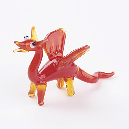 Honeyhandy Home Decorations, Handmade Lampwork Display Decorations, Dragon, Red, 35~43x12~17x20~26mm