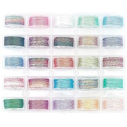 PandaHall Elite 272.5 Yard Polyester Beading Thread 25 Colors Segment Dyed Cord 0.2mm Macrame Polyester Cord Radiant Hand Knitting Cord for Kumihimo Wind Climes Bracelets Necklace Jewelry Making