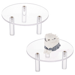 FINGERINSPIRE Round Transparent Acrylic Minifigure Display Stands, Model Display Riser for Toys Figures Makeup, Clear, Finish Product: 10x4.95cm, about 7pcs/set