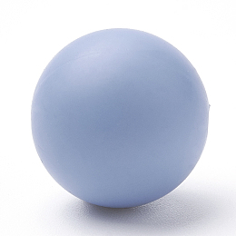 Honeyhandy Food Grade Eco-Friendly Silicone Beads, Round, Light Steel Blue, 14~15mm, Hole: 2mm