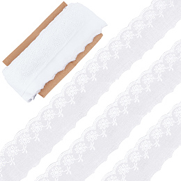 GORGECRAFT 15 Yards Scalloped Lace Trim White Cotton Lace Trim Fabric Eyelet Scalloped Edge 60mm Wide Floral Embroidery Ribbon DIY Sewing Crafts for Dress Tablecloth Curtain Hair Band Embellishment