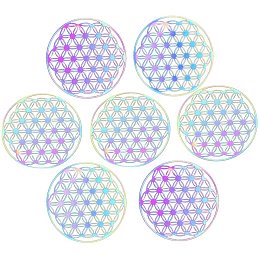 UNICRAFTALE 50pcs Multi-Color Flat Round with Flower of Life Pendants Stainless Steel Filigree Joiners Links Etched Metal Embellishments Charms for DIY Jewelry Making 40x0.2mm