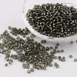 Honeyhandy 8/0 Glass Seed Beads, Silver Lined Round Hole, Round, Light Grey, 3mm, Hole: 1mm, about 1097pcs/50g