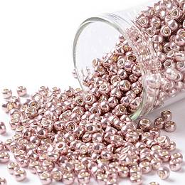 TOHO Round Seed Beads, Japanese Seed Beads, (552) Subtle Pink Metallic, 8/0, 3mm, Hole: 1mm, about 222pcs/10g