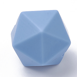 Honeyhandy Food Grade Eco-Friendly Silicone Beads, Chewing Beads For Teethers, DIY Nursing Necklaces Making, Icosahedron, Cornflower Blue, 16.5x16.5x16.5mm, Hole: 2mm