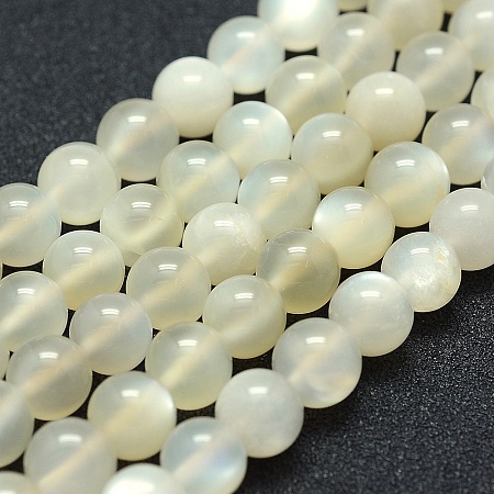 ARRICRAFT Natural Moonstone Beads Strands, Grade AB+, Round, 8mm, Hole: 1mm, about 49pcs/strand, 15.5 inches(39.5cm)