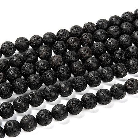 ARRICRAFT Natural Lava Rock Round Bead Strands, Lava Rock, 10mm, Hole: 1mm, about 40pcs/strand, 15.7 inches