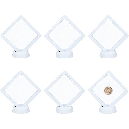 Plastic Picture Display Stands, with TPU Film and Display Stand Base, White, 12pcs/set