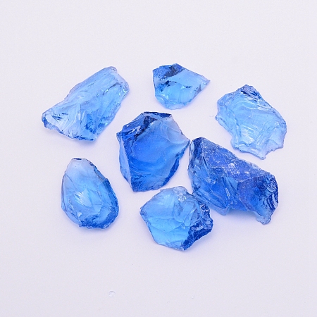 Transparent Glass Beads, No Hole/Undrilled, Nuggets, Royal Blue, 10~45x10~45mm, 500g