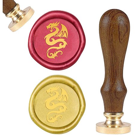 PH PandaHall Chinese Flying Dragon Sealing Wax Stamps Animal Vintage Retro Wax Seal with Wood Handle for Letter Envelope Invitation Halloween Wine Packages Embellishment Gift Decoration