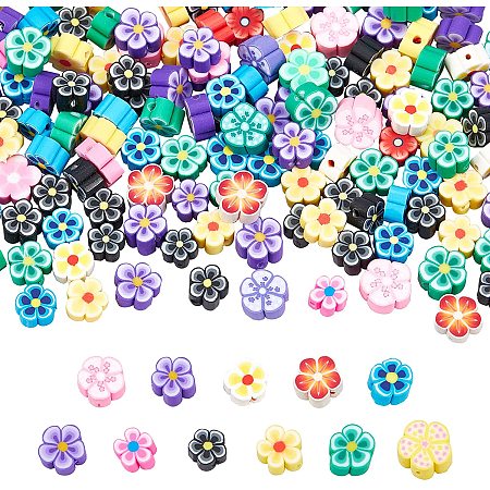 NBEADS About 300 Pcs Polymer Clay Beads, Flower Shape Handmade Polymer Clay Spacer Beads Soft Pot Colours Beads Crafts Accessories for DIY Jewelry Making, Hole: 2mm(0.08 inch)