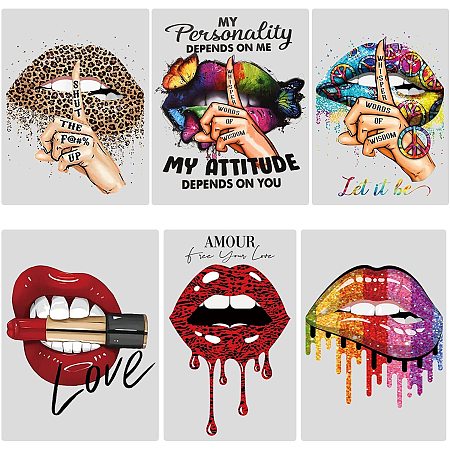 CREATCABIN 6pcs Iron On Stickers Set Lips Lipstick Heat Transfer Patches for Clothing Design Washable Heat Transfer Stickers Decals Colorful for Clothes T-Shirt Jackets DIY Decoration