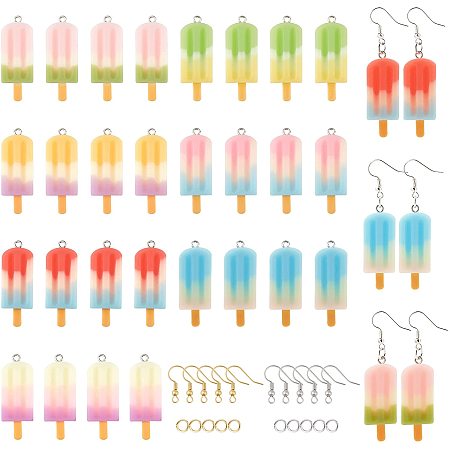 NBEADS 21 Pairs Ice Cream Earring Making Kits, Contains 42 Pcs Ice Candy Resin Charms, 84 Pcs Earring Hooks and 84 Pcs Jump Rings for Earring Making Jewelry