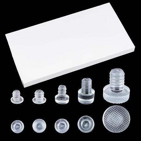GORGECRAFT 150Pcs 5 Style Glass Top Table Bumpers Clear Rubber Glass Bumper Kitchen Cabinet Bumpers Anti Collision Pad for Table Top Furniture Embedded, Clear
