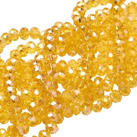 NBEADS 10 Strands of 6mm Faceted Glass Beads Yellow Crystal Rondell's Beads for Jewelry Making Crafts DIY