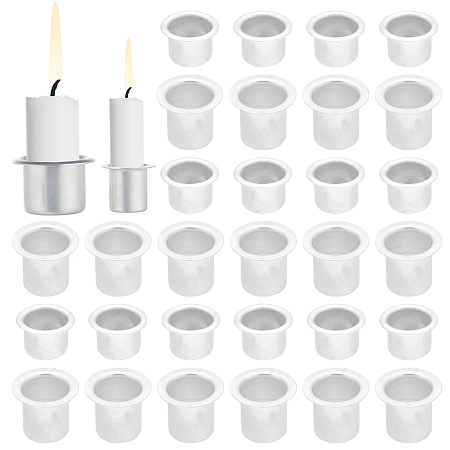 PandaHall Elite 40pcs Mini Metal Candle Inserts, 2 Sizes Candlestick Holder Cup Aluminum Metal Candle Cups Candle Drip Protectors Drip Catchers for Wax Dripping Wood Tree Table Candle Accessories