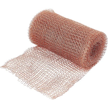 OLYCRAFT 22.6Feet Copper Mesh Copper Fill Fabric Copper Blocker Knitted Demist Strainer Metal Stopper Mesh for Homes Gardens and Decor - 4 Inch Wide