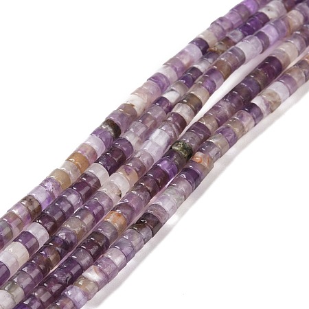 Natural Amethyst Beads Strands, Heishi Beads, Flat Round/Disc, 4x2mm, Hole: 1mm, about 165~170pcs/strand, 15.28''(38.8cm)