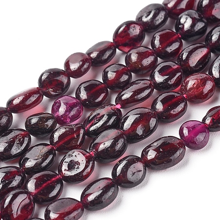 Honeyhandy Natural Garnet Beads Strands, Nuggets, 5.5~10.5x5.5~7x2.5~6.5mm, Hole: 0.8mm, about 54pcs/strand, 15.94 inch(40.5cm)