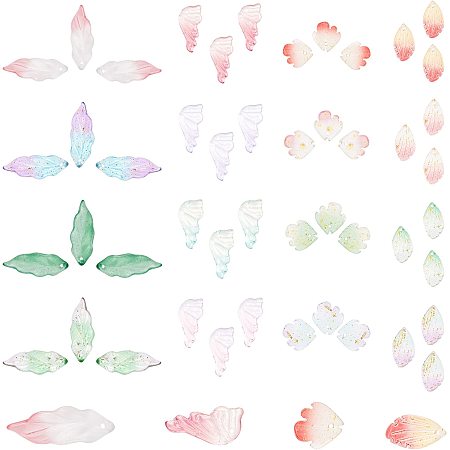 SUNNYCLUE 1 Box 96Pcs 16 Colors Glass Crystal Charms Colorful Transparent Flower Petals Leaf Butterfly Glitters Beads for Jewelry Making Charms DIY Necklaces Bracelets Supplies Findings