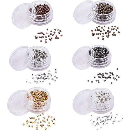 PH PandaHall 6000pcs 6 Color Round Smooth Spacer Beads 2mm Iron Smooth Tiny Metal Beads for Earring, Necklaces, Bracelets Jewelry Making