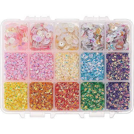 OLYCRAFT 135g Sequins Resin Fillers Rhombus Diamond Shape Glitter Shinning Resin Charms Flakes Resin Filling Accessories Slime Charms Nail Art Decorations for Resin Jewelry Making - 15 Styles