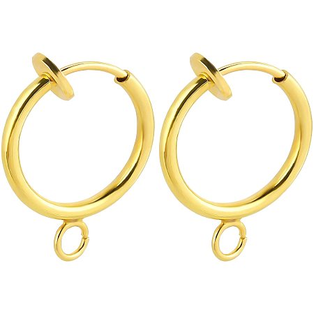BENECREAT 6 Pairs Stainless Steel Clip-on Hoop Earrings Gold Fake Nose Ring Hoop Earrings for Non-pierced Ears