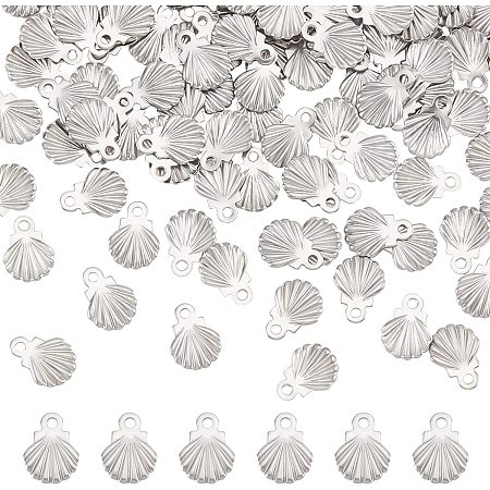 DICOSMETIC 200Pcs Stainless Steel Charms Cute Shell Charm Pendant Small Jewelry Pendant Accessories for DIY Jewelry Crafts Making, Hole:0.5mm