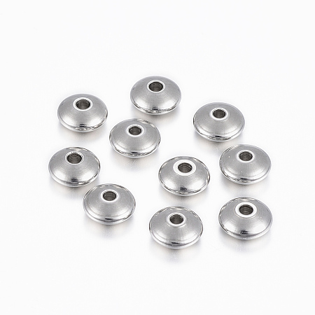Honeyhandy 201 Stainless Steel Spacer Beads, Rondelle, Stainless Steel Color, 8x3.5mm, Hole: 2mm