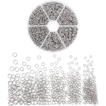 UNICRAFTALE About 1230pcs 6 Sizes Jump Rings Stainless Steel Close but Unsoldered Jump Rings Round Ring Connectors for DIY Jewelry Making Stainless Steel Color