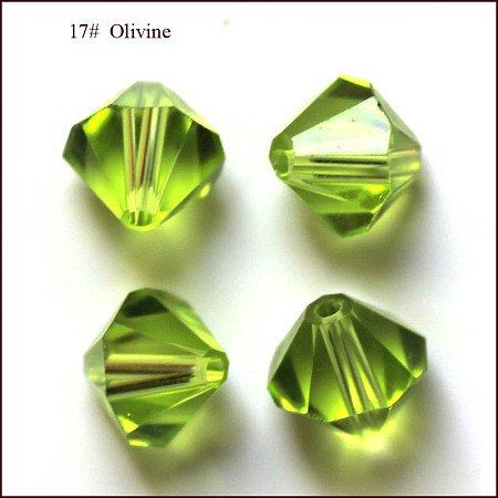 Honeyhandy Imitation Austrian Crystal Beads, Grade AAA, Faceted, Bicone, Yellow Green, 3x3mm, Hole: 0.7~0.9mm