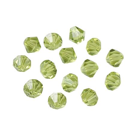 ARRICRAFT 50pcs Imitation Austrian Crystal Glass Beads Faceted Round Bicone Clear Grade AAA Beads for Jewelry Craft Making 6mm Hole: 1mm Yellowgreen