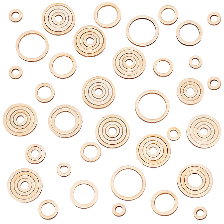 PandaHall Elite 120pcs Round Wood Linking Rings Wooden Discs Beads, 4 Sizes Blank Unfinished Wooden Slices Circle Wooden Charm Pendants Circle Macrame Rings for Jewelry Earring DIY Craft Making