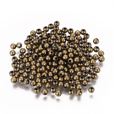 ARRICRAFT Brass Spacer Beads, Seamless, Round, Antique Bronze, 3mm, Hole: 1~1.2mm, about 460pcs/20g