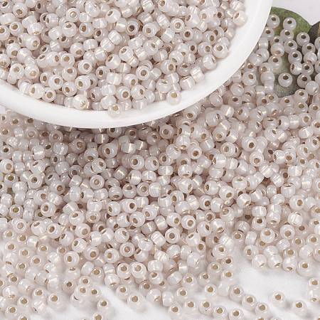 MIYUKI Round Rocailles Beads, Japanese Seed Beads, 8/0, (RR2352) Silverlined Pale Peach Opal, 3mm, Hole: 1mm, about 422~455pcs/10g