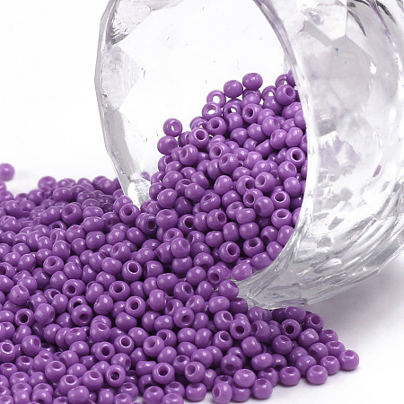 FGB 11/0 Baking Paint Glass Seed Beads, Round, Violet, 2.3x1.5mm, Hole: 1mm, about 5300pcs/50g