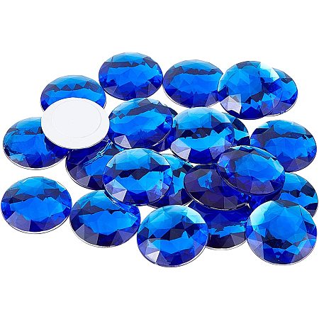 Self-Adhesive Acrylic Rhinestone Stickers, for DIY Decoration and Crafts, Faceted, Half Round, Blue, 30x6mm; 50pcs/box