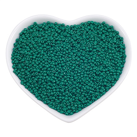 ORNALAND 12/0 Glass Seed Beads, Baking Varnish, Opaque Colours, Round, Sea Green, 2x1.5mm, Hole: 0.3mm; about 11200pcs/bag