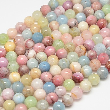 ARRICRAFT Natural Gemstone Morganite Round Beads Strands, 6mm, Hole: 1mm, about 65pcs/strand, 15.4 inches