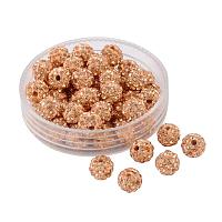 ARRICRAFT 50 Pcs 6mm Disco Ball Clay Beads Pave Rhinestones Spacer Round Beads fit Shamballa Bracelet and Necklace Orange