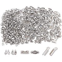 UNICRAFTALE About 600pcs Mixed Styles Jewelry Findings Includes Ball Chain Connectors Fold Over Crimp Cord Ends and Bead Tips Stainless Steel Color Jewelry Making Kit for Beginners
