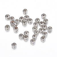 Brass Crimp Beads, Rondelle, Platinum, about 2.5mm in diameter, hole: 1.2mm, about 900pcs/20g