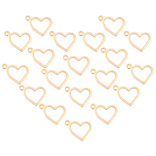 Unicraftale 304 Stainless Steel Charms, Hollow, Heart, Golden, 10x13.7x1mm, Hole: 1mm, 100pcs/box